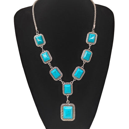 Bohemian Vintage Turquoise Alloy Necklace