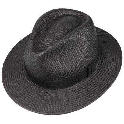 GERO HANDMADE STRAW PANAMA HAT-BLACK