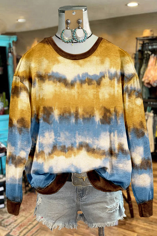 Cozy Unique Tie-dye Print Sweatshirt