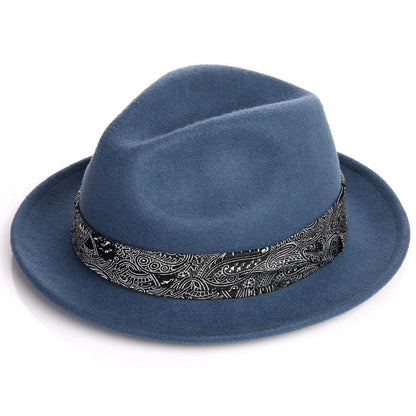 Men's Hat Winter Warm Pure Wool Top Hat Vintage Fedora Women Winter Autumn Gentleman Anglish Ribbon Jazz Hat LM09