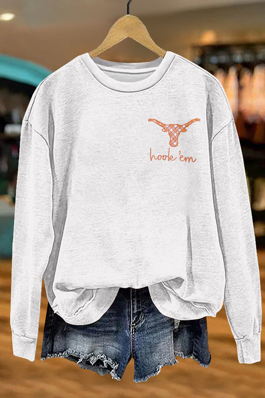 Unique Gameday Longhorns Print Sweatshirt