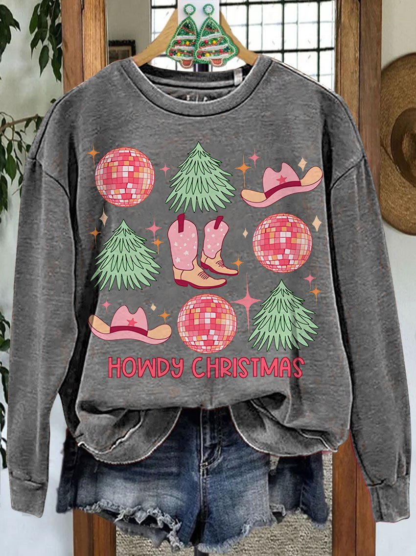 Howdy Christmas Cowgirl Christmas Casual Sweatshirt