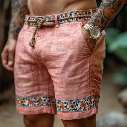 Retro Ethnic Casual Linen Shorts Style Shorts