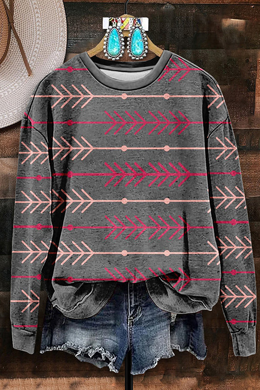 Retro Western Aztec Arrow Print Sweatshirt