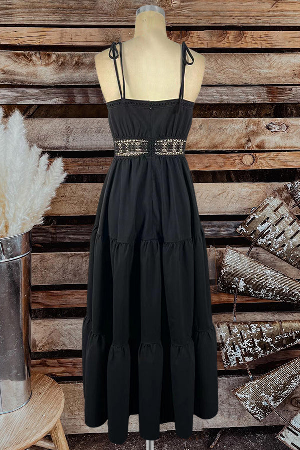 Elegant Waist Long Suspender Dress-0520