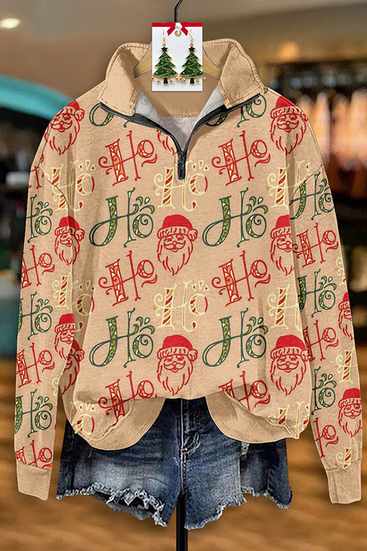 Beautiful Santa Claus Letter Print Sweatshirt