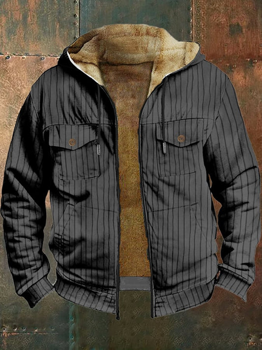 Men's Western Style Printed Hooded Fleece Jacket