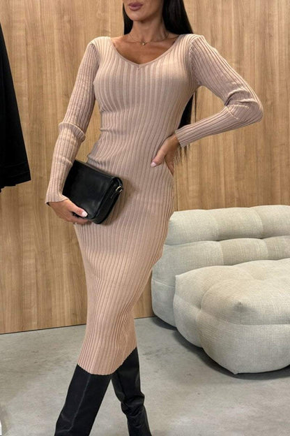 Women's Casual Solid Color Knitted Dress