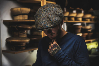 [Best Sale!]PEAKED CAPS Genuine Scottish Harris Tweed 8 Panels Man Cap