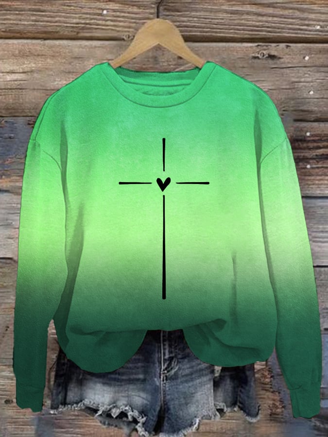 Women's Christian Cross Printed Sweatshirt