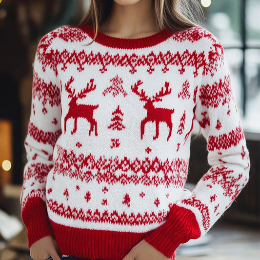 Women's Christmas Print Round Neck Oversize Sweatshirt