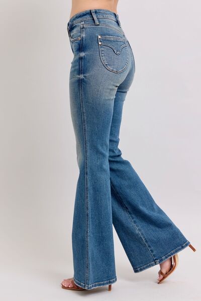 Judy Blue MR Tummy Control Vintage Wash Flare Bell Bottom Jeans