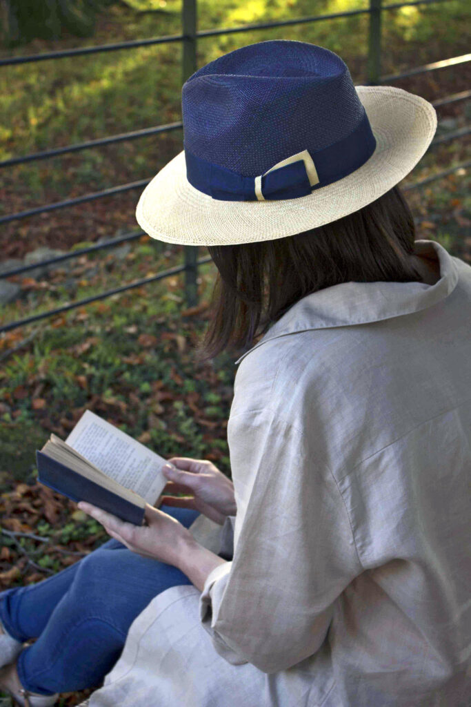 ORLEANS-Natural Blue-Women handmade Panama Hats