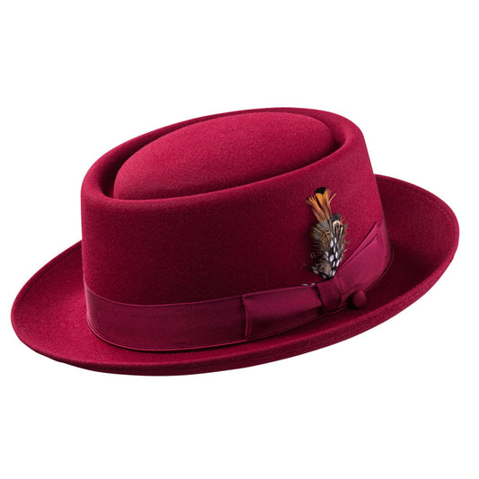 Porkpie Oak Hat-Burgundy