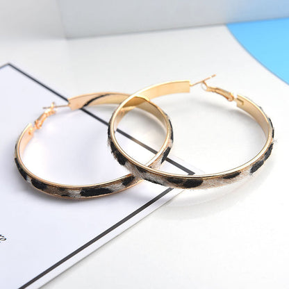 Bohemian Vintage Leopard Leather Round Hoop Earrings