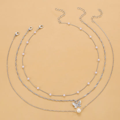 Pearl Butterfly Layered Necklace