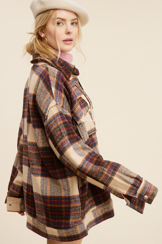 Hailee Plaid Shacket Jacket choice of colors