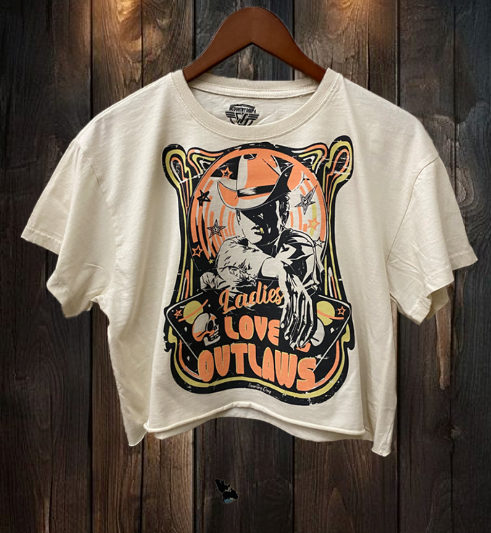 Ladies Love Outlaws Vintage Relaxed Crop T-shirt