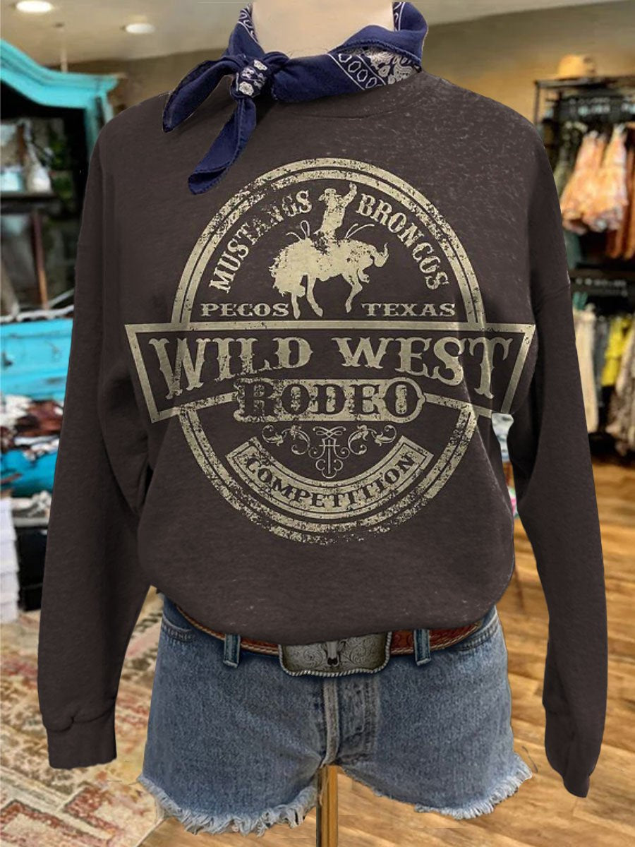 Cowboy Print Casual Sweatshirt