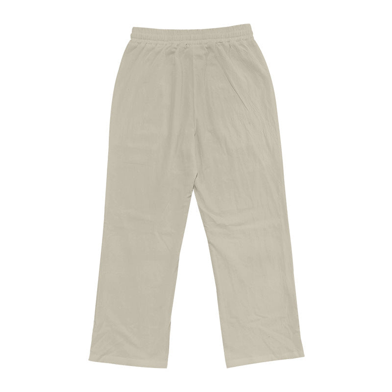 Men's Casual Hawaii Beach Multi Button Cotton Linen Trousers