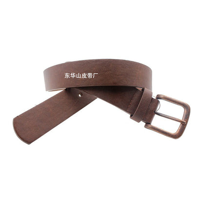 Men's Vintage Copper Pin Buckle Jeans Eco-friendly PU Leather Belt