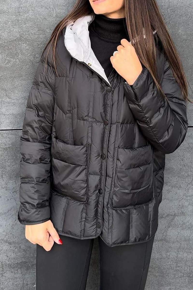 Women's casual solid color short hooded cotton coat