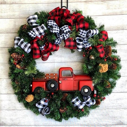 Christmas-red truck christmas wreath