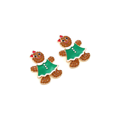 Cute Christmas Gingerbread Man Bow Earrings