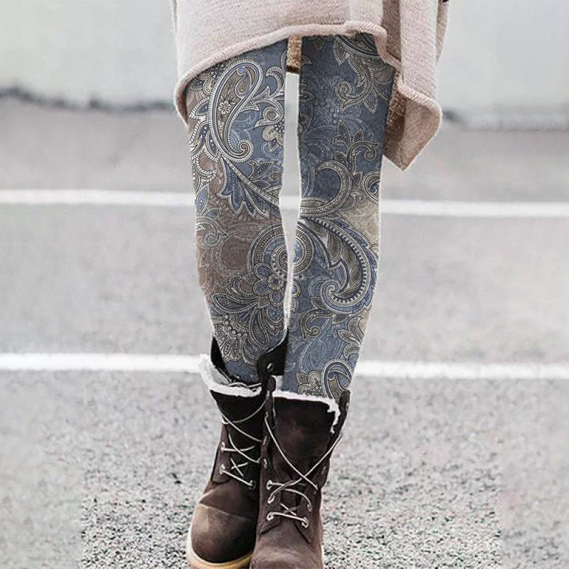 Vintage Print Casual Leggings