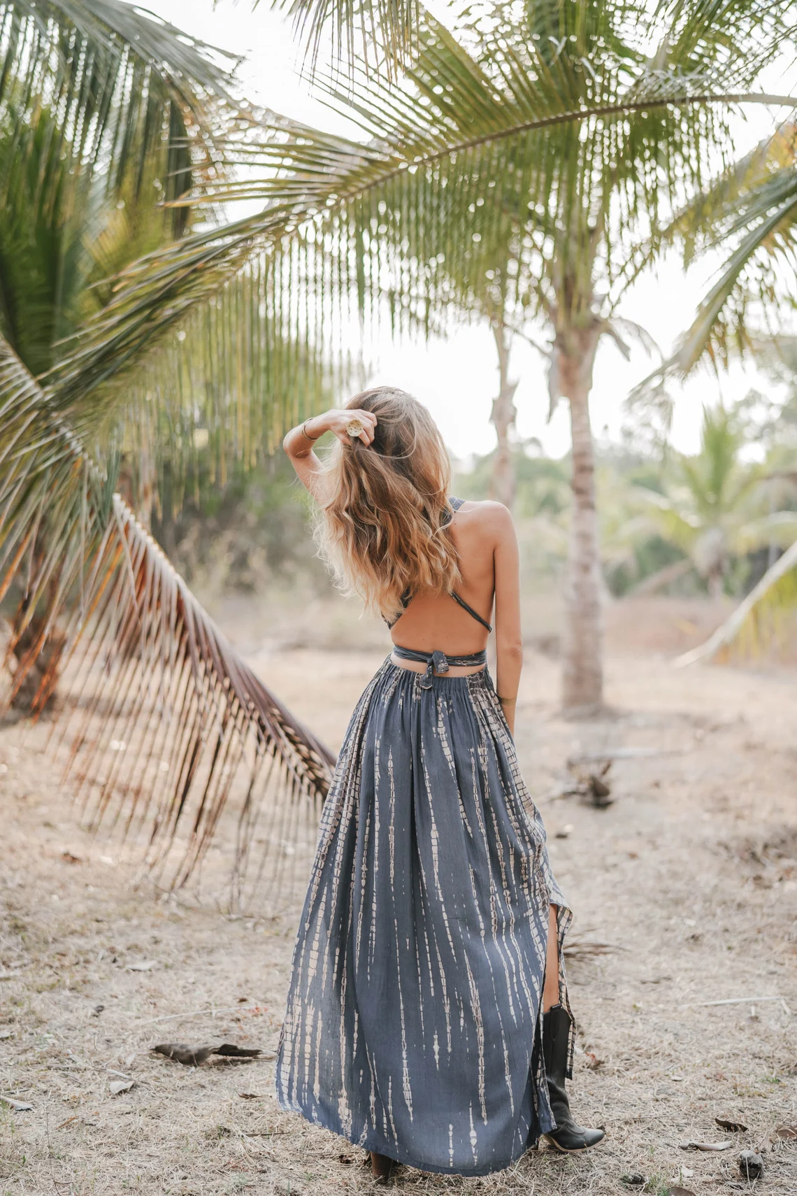 Goddess Tie Dye Dress Dark Gray/Maxi Long Boho Dress