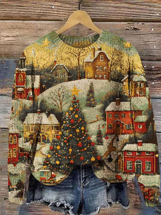 Christmas Print Knit Pullover Sweater