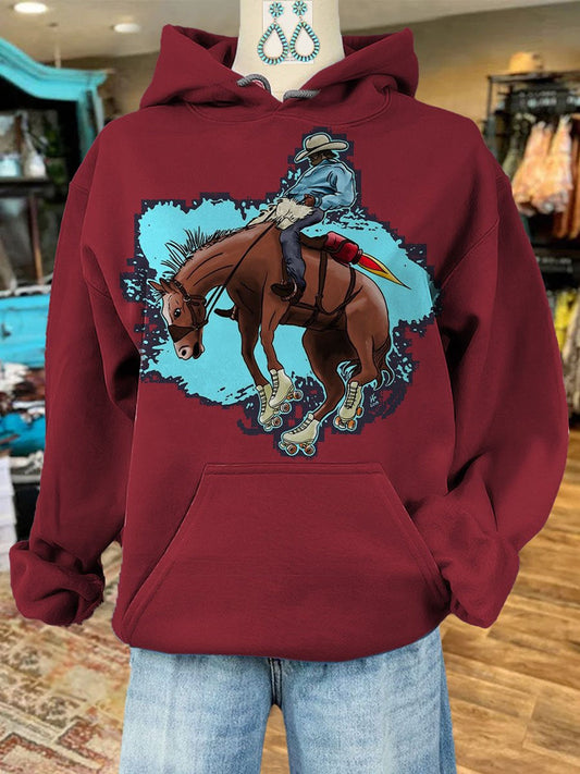 Cowboy Print Casual Hoodie Sweatshirt