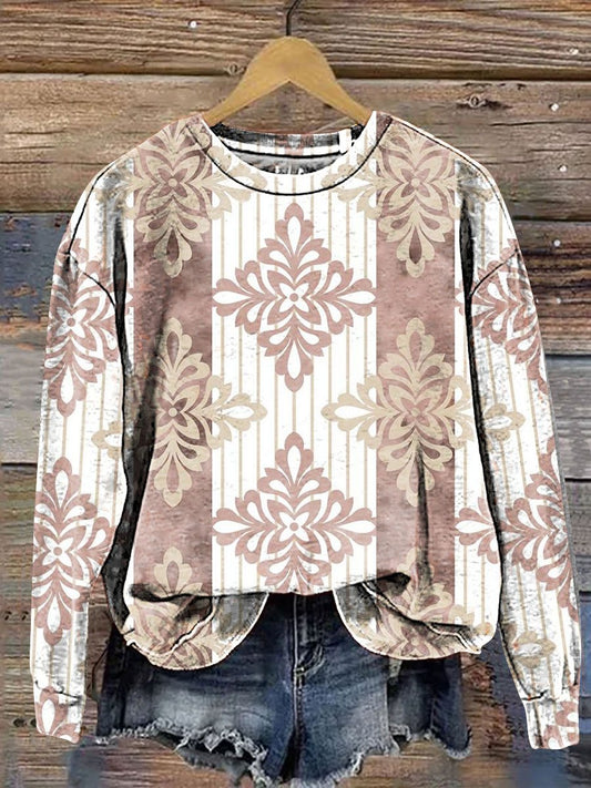 Vintage Ethnic Pattern Art Print Casual Sweatshirt