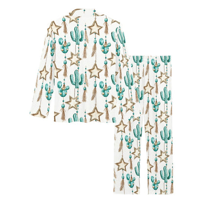 Turquoise Christmas Cactus Women's Western Pajamas