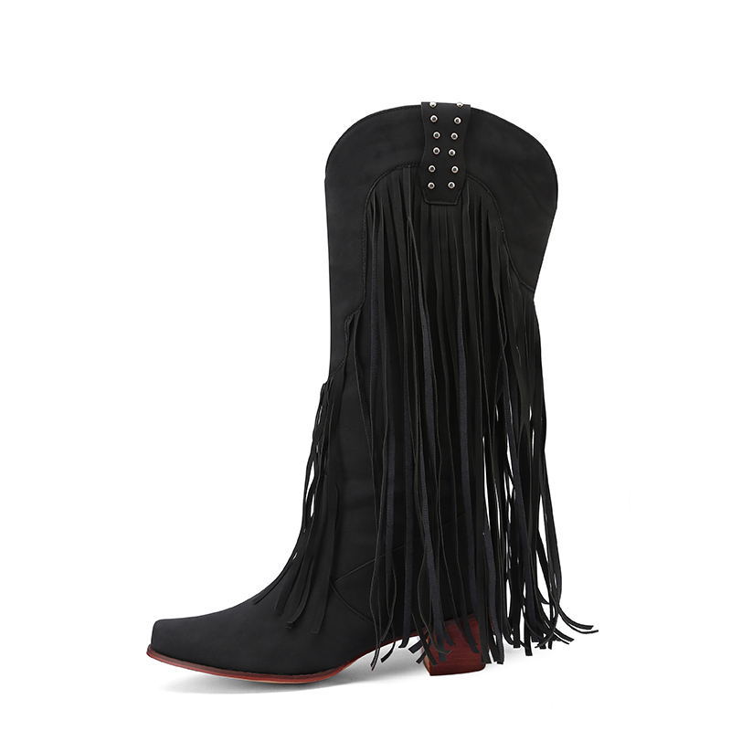 Womens Vintage Tassel Western Boots