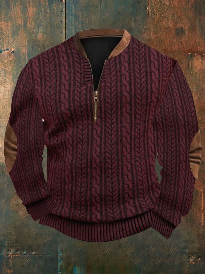 Men's Western Retro Textured Printed Sweatshirt