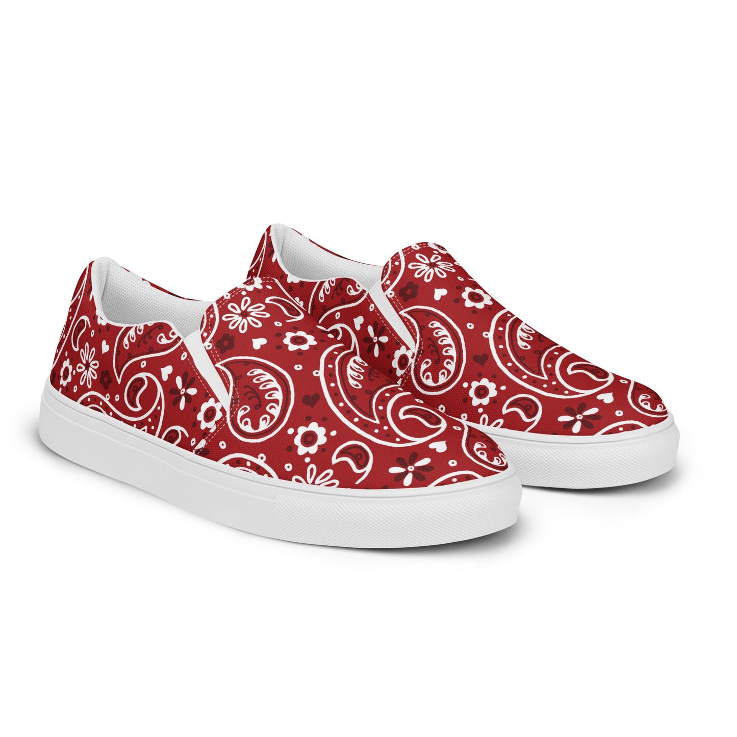 Red Bandana Women__ Slip-on Canvas Shoes