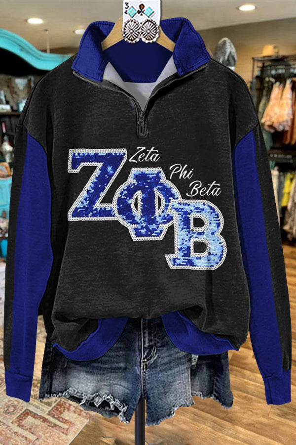 Elegant Contrast Color Zeta Phi Beta Sweatshirt