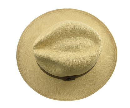 Classic Fedora | Genuine Panama Hat | Natural Toquilla Straw | Brown Band | Handwoven in Ecuador - EA - HatBox Included