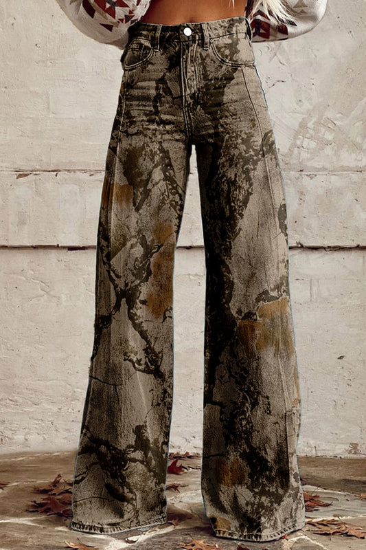 Casual Jungle Camouflage Wide Leg Pants