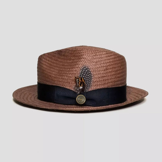 HatsMaker Ranch Straw HatsMaker Bikary Fedora – Coffee[Fast shipping and box packing]