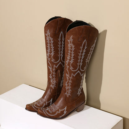 Women's Vintage Embroidered Long Western Boots