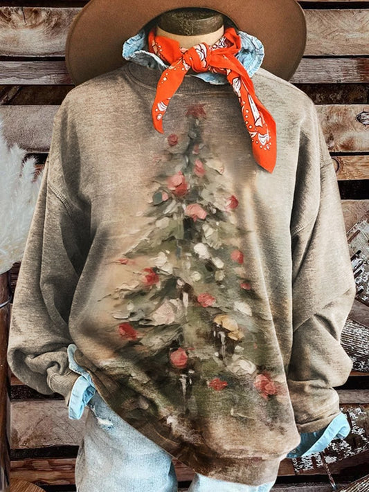 Christmas Tree Print Casual Sweatshirt