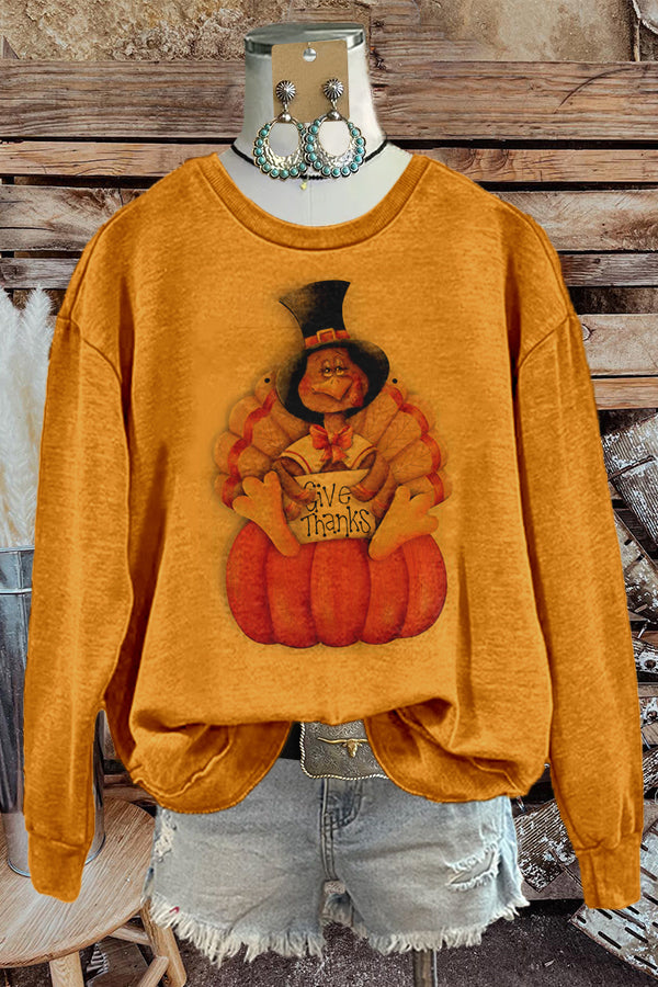 Lovely Thanksgiving Turkey Print Sweatshirt