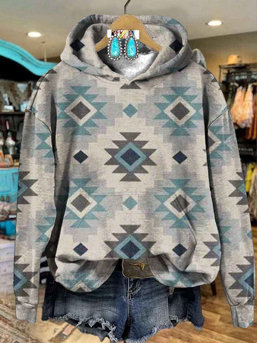 Vintage Aztec Art Print Casual Hoodie Sweatshirt