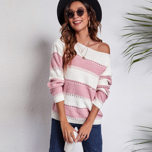 Rowan Off Shoulder Striped Sweater