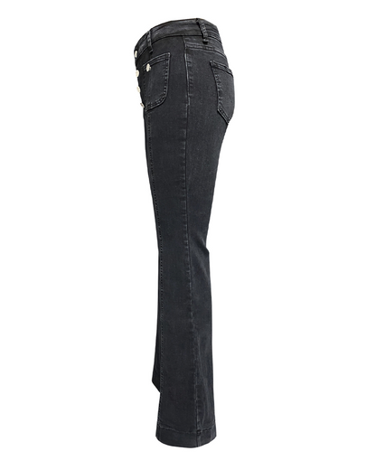 Elegant Buttoned High-Waist Jeans