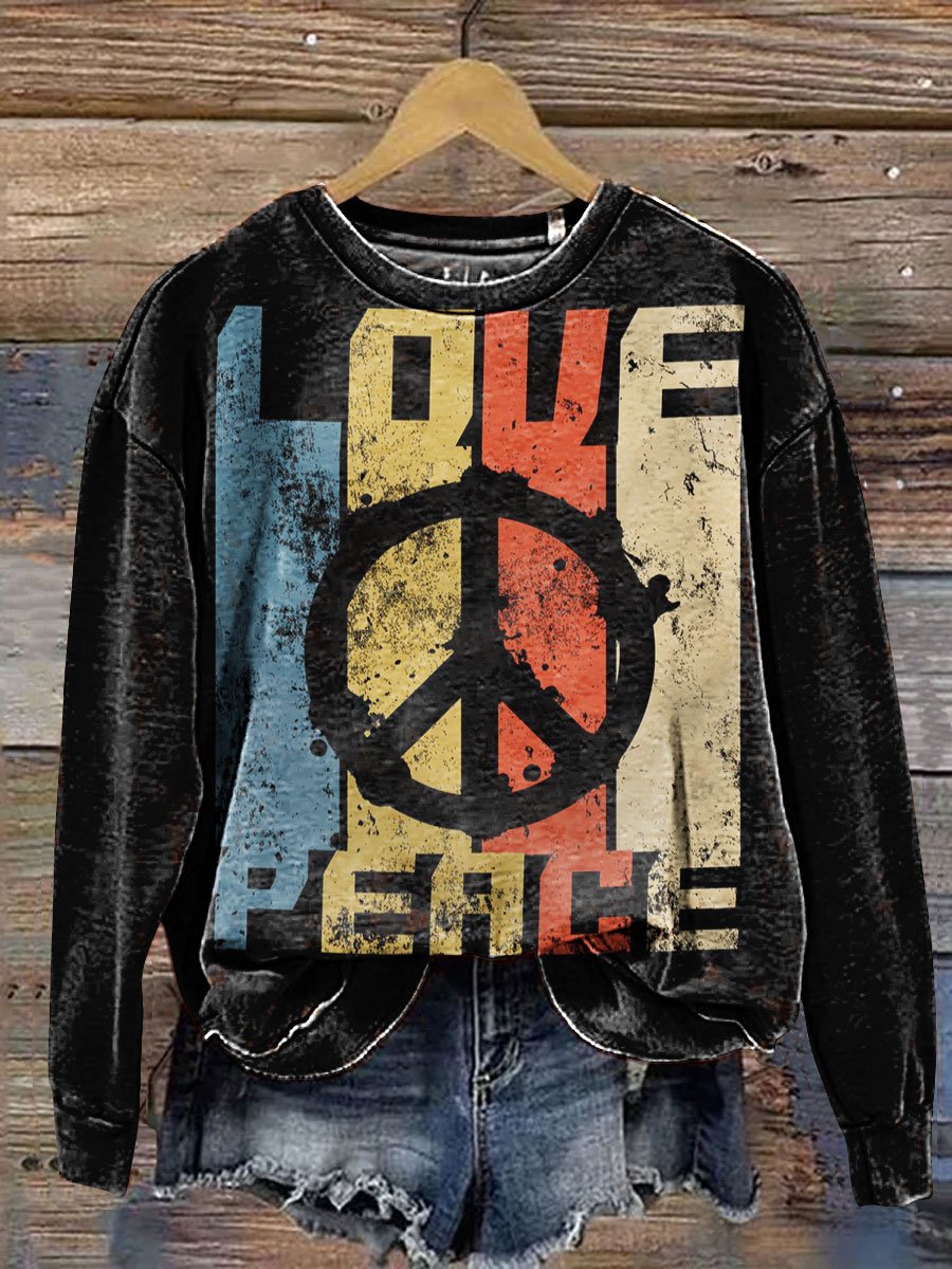 Love and Peace Art Print Casual Sweatshirt