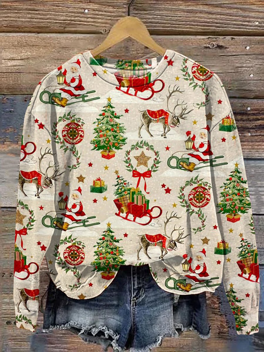 Vintage Christmas Art Print Casual  Sweatshirt