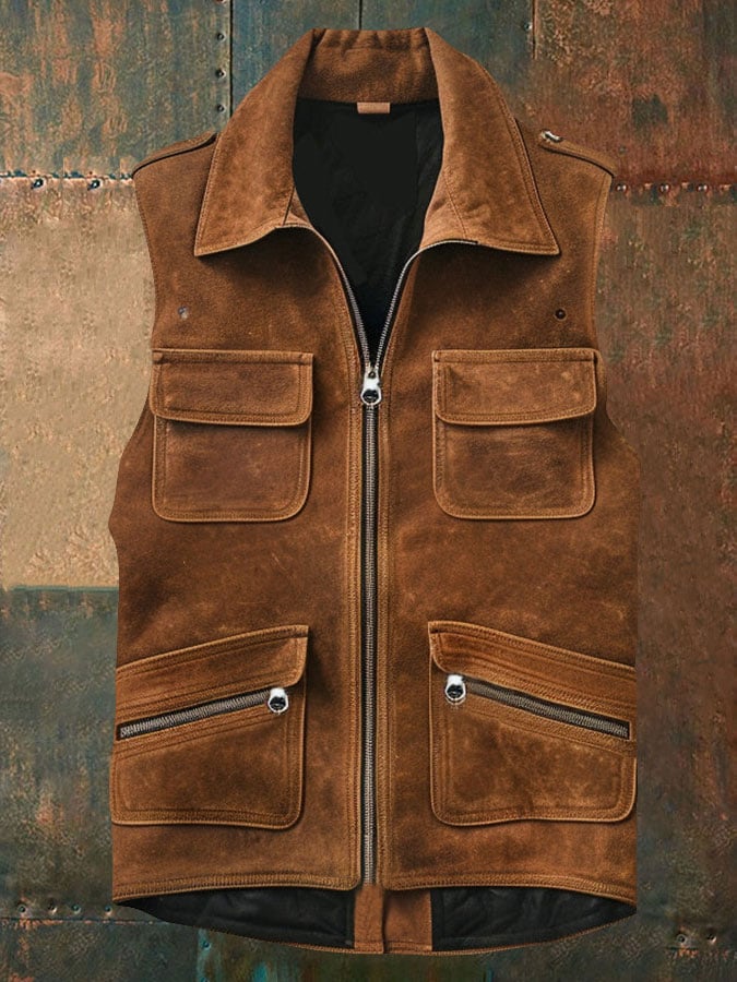 Men's Vintage Western Multi-Pocket Vest